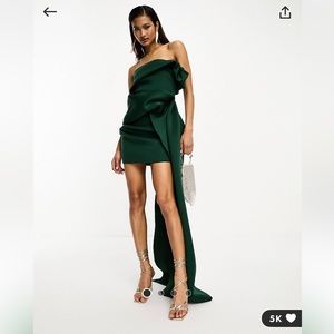 One Shoulder Structured Mini Dress with Train